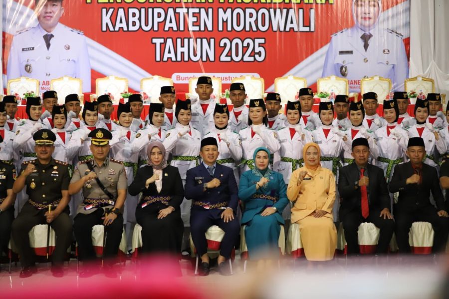 Siap menyambut HUT RI Ke-80, Bupati Morowali Kukuhkan 48 Calon Anggota Paskibraka 2025