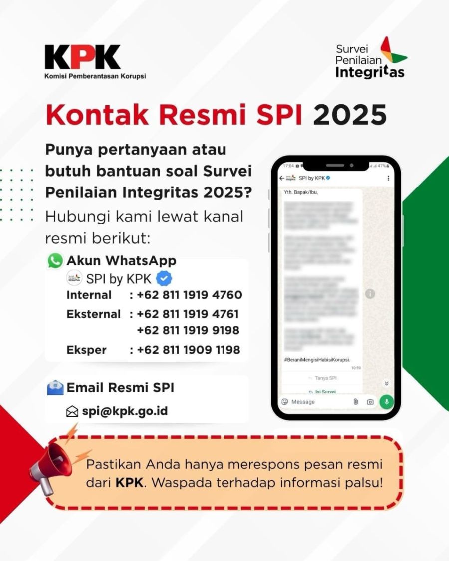 AYO SUKSESKAN SURVEI PENILAIAN INTEGRITAS (SPI) KPK TAHUN 2025 DI KABUPATEN MOROWALI!