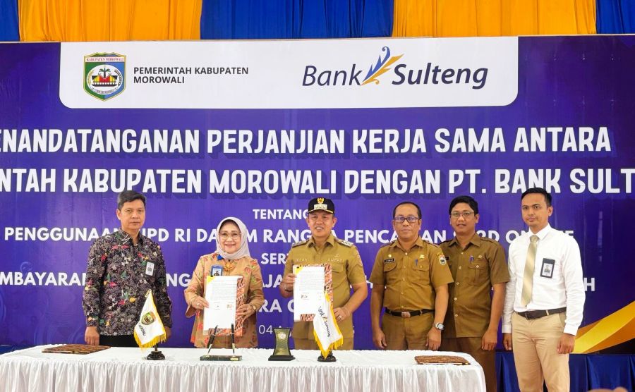Pemkab Morowali dan PT Bank Sulteng Teken Kerja Sama Implementasi SIPD RI dan Digitalisasi Layanan Keuangan Daerah