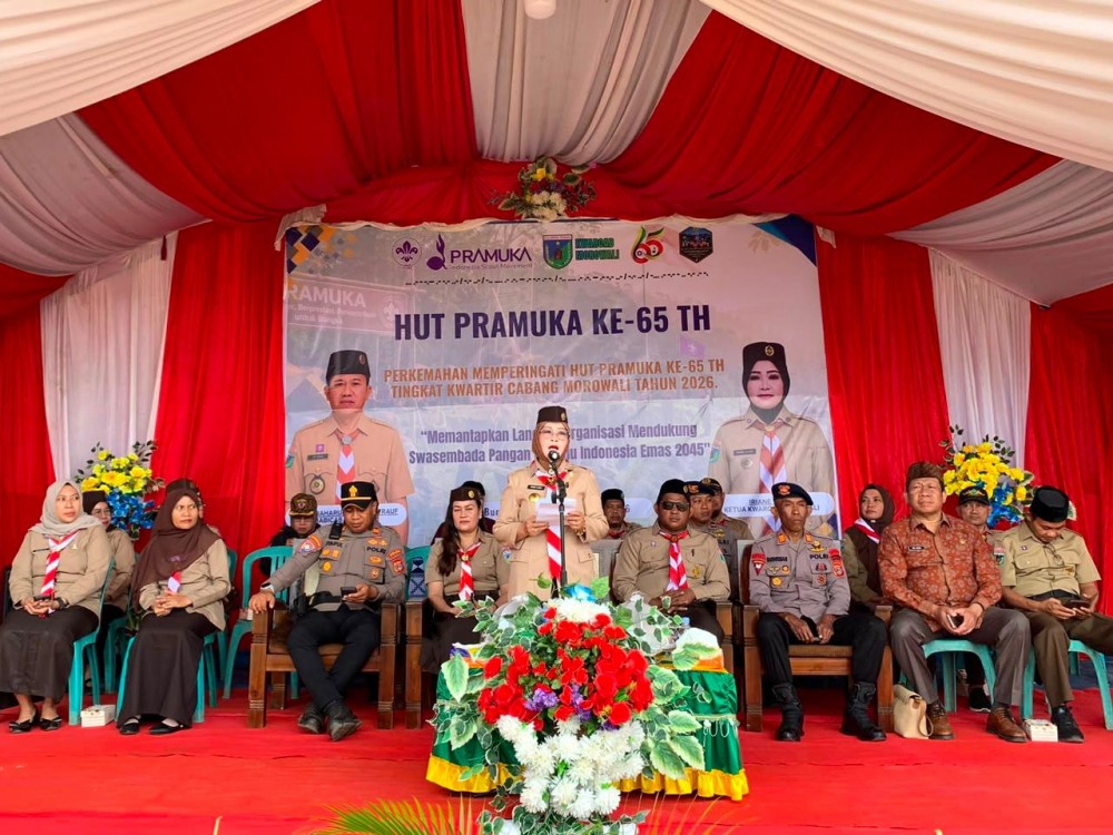 Wabup Iriane Iliyas Terima Kontingen Jamnas XII dan Buka Perkemahan Pramuka Kwarcab Morowali